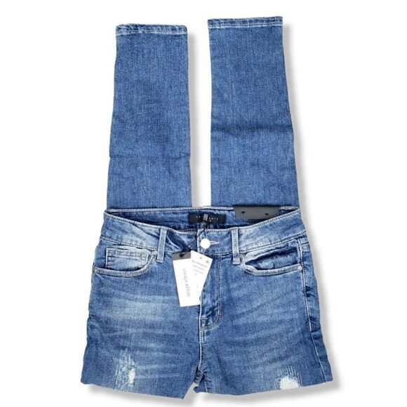 NEW Sanctuary High Rise Distressed Ankle Robbie Rip‎ Repair Jeans - Picture 1 of 9